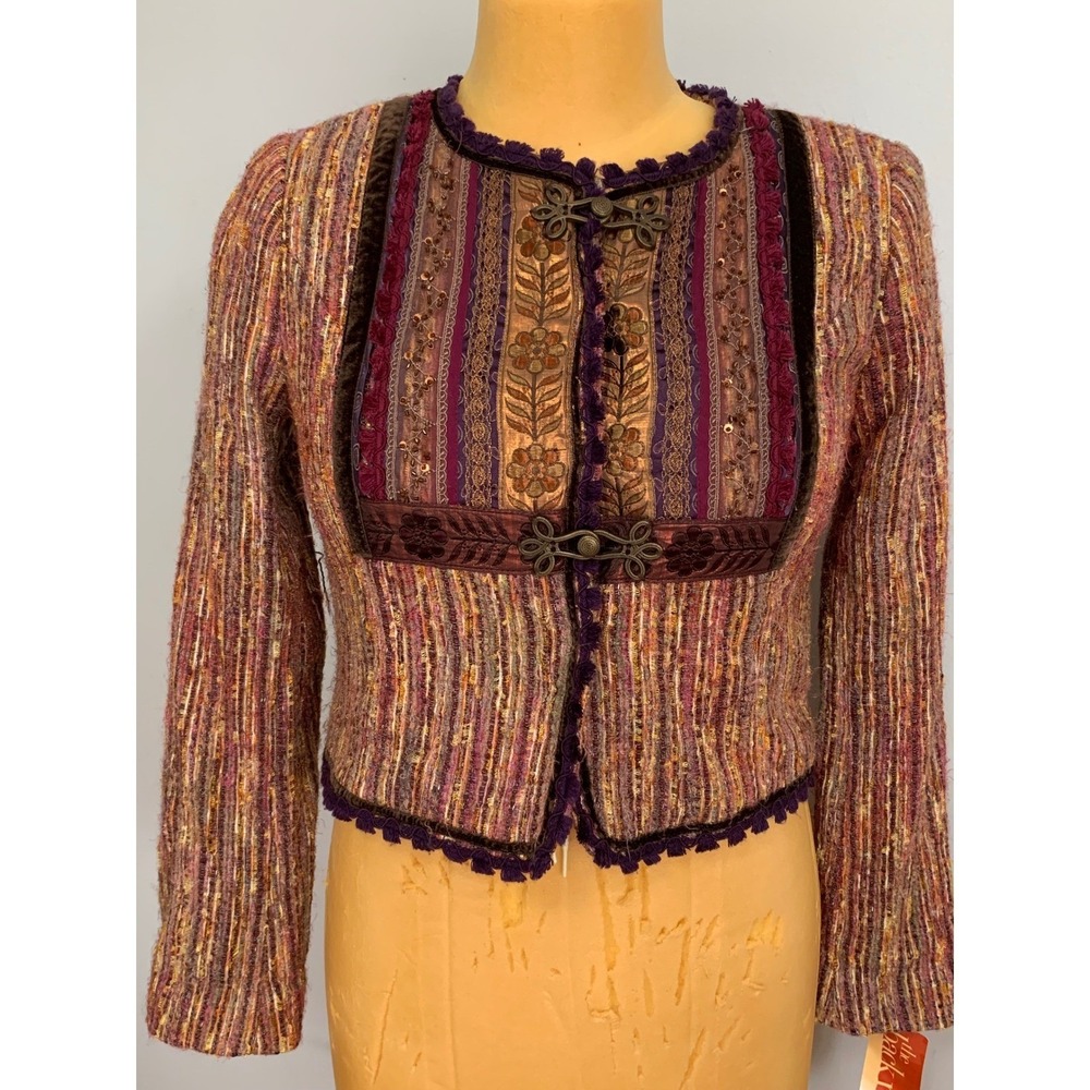 $345 Cynthia Steffe Brown/Purple Cropped Blazer, Size 2, NWT - Picture 2 of 9